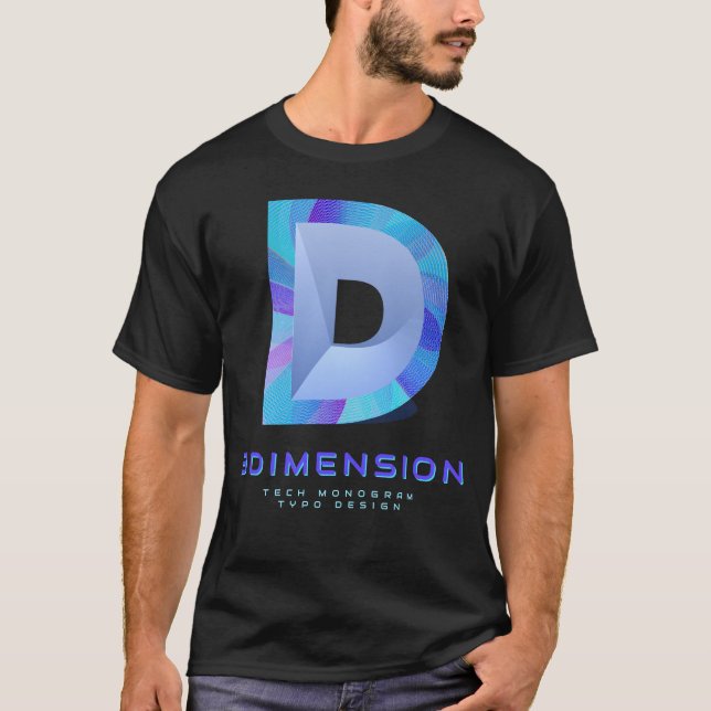 3D Tech Letter D  Modern Monogram Stylish T-Shirt (Front)