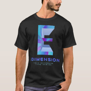 3D Tech Letter E Modern Monogram Stylish T-Shirt