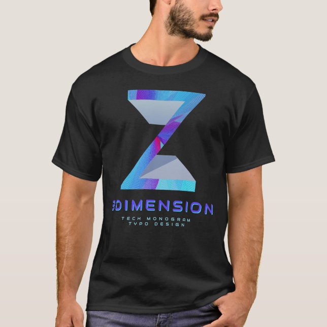 3D Tech Letter Z Modern Monogram Stylish T-Shirt (Front)