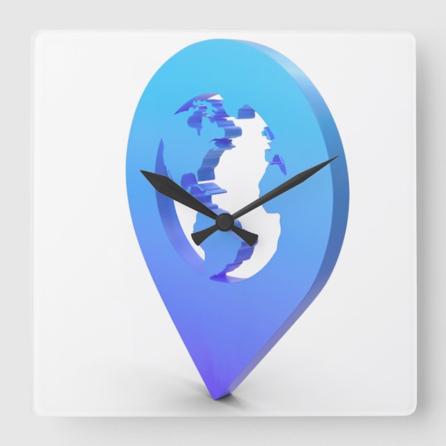 3D Tech Square Wall Clock (Front)