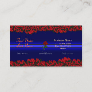 3D Thin Blue Line- Three Dimensional Roses Bouquet Business Card