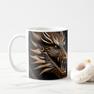 3D Tooled Leather Look Printed Dragon Coffee Mug
