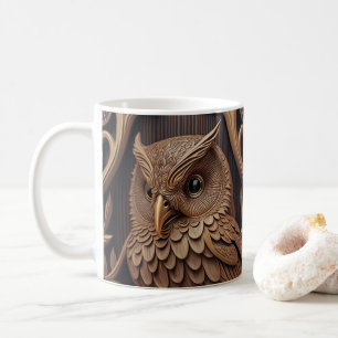 3D Tooled Leather Look Printed Owl Coffee Mug