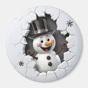 3D Top Hat Snowman Magnet