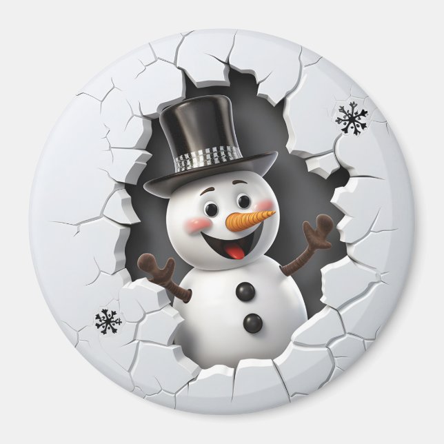 3D Top Hat Snowman Magnet (Front)