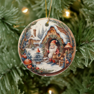 3D TRADITIONAL CHRISTMAS VINTAGE SANTA CLAUS CERAMIC ORNAMENT