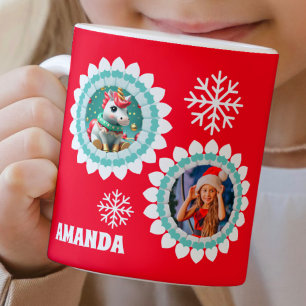 3D Unicorn Christmas Personalized Kids Photo Coffee Mug
