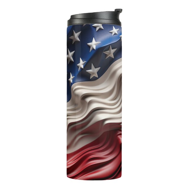3d USA American flag wave Thermal Tumbler (Rotated Left)
