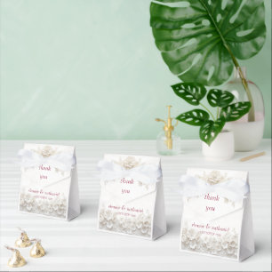 3D White Floral Burgundy Elegant Wedding Favour Bo Box
