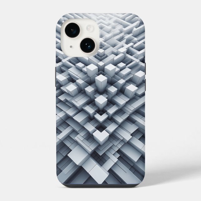 3D White Geometric Block Phone Case Abstract Cube (Back)
