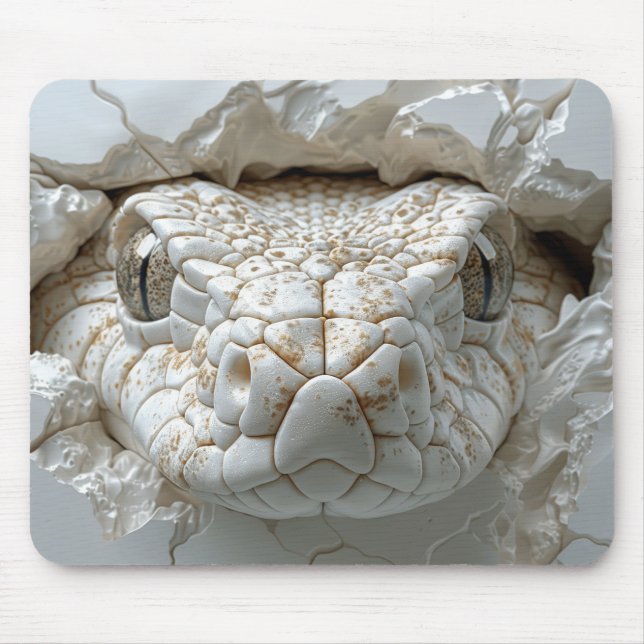 3D White King Cobra Snake Portrait Mouse Pad (Front)