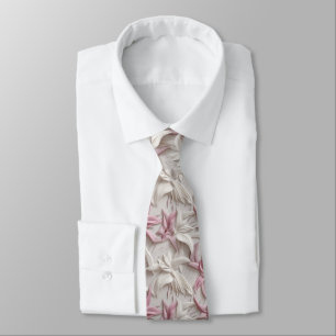 3d white pink purple lilies  tie