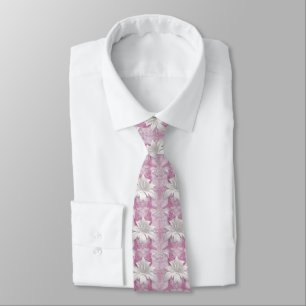 3d white pink purple lilies  tie