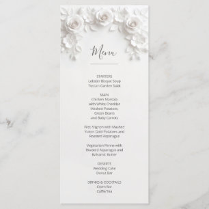 3D White Sculptured Roses Menu