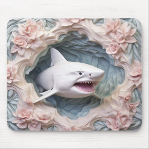 3D White Shark  Mouse Pad