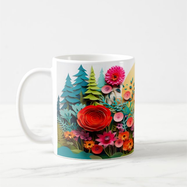 3D Wild Flowers design Coffee Mug (Left)