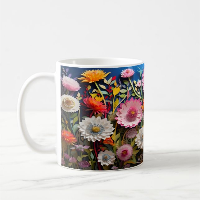3D Wild Flowers design Coffee Mug (Left)
