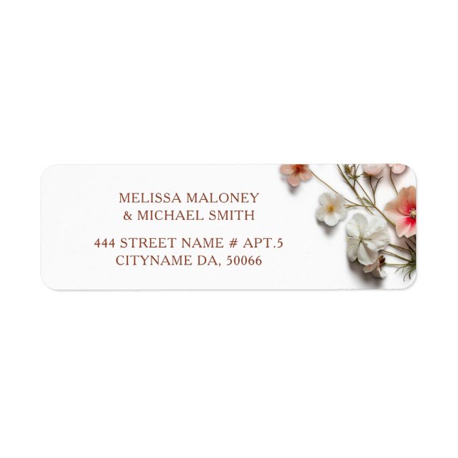 3D Wildflowers |  Wedding Return Address Label (Front)