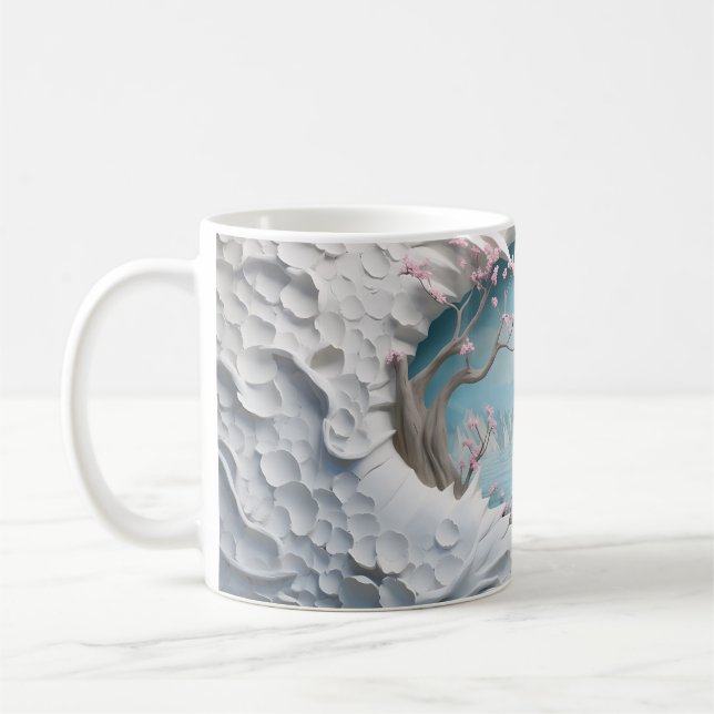 3D Winding River in a Forest Coffee Mug (Left)