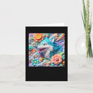 3d Wolf Sticker  Card