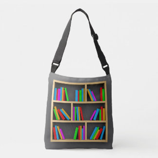 3D wood bookshelf Crossbody Bag