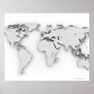 3D World map, computer generated image Poster