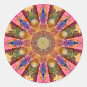 3D ~ Yellow Blue Orange Pink ~ Classic Round Sticker