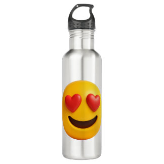 3d yellow smiling emoji face with heart shaped eye 710 ml water bottle