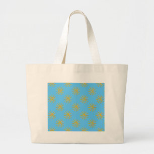 3D Yellow Sun Drawing Pattern Large Tote Bag