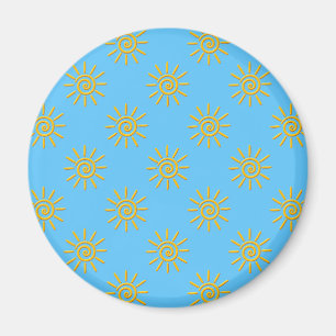 3D Yellow Sun Drawing Pattern Magnet