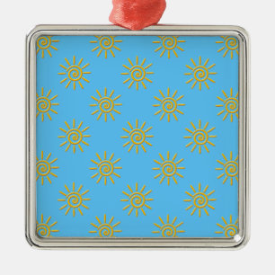 3D Yellow Sun Drawing Pattern Metal Tree Decoration