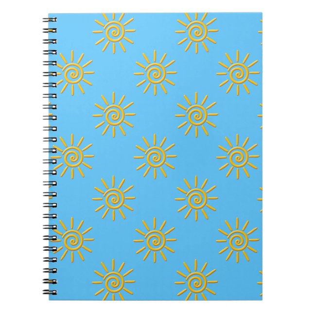 3D Yellow Sun Drawing Pattern Notebook (Front)
