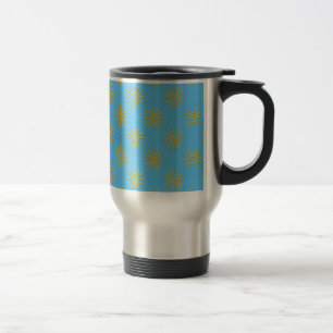 3D Yellow Sun Drawing Pattern Travel Mug