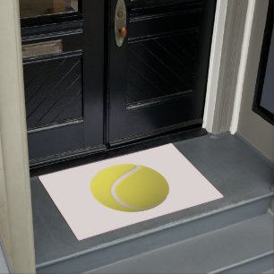 3D yellow tennis ball Doormat