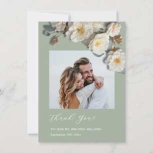 3D Yellow White Roses Thank You Card