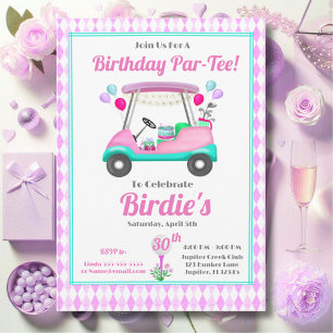 3Elegant Women's Golf Party Cart 30th Birthday  Invitation