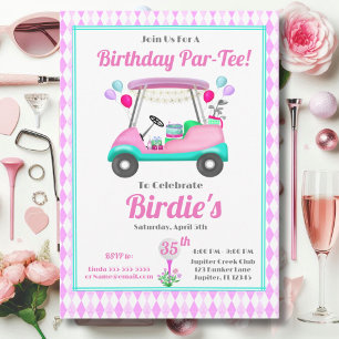 3Elegant Women's Golf Party Cart 35th Birthday  Invitation