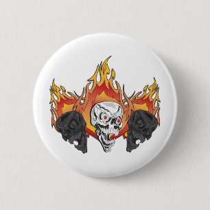 3flaming skulls copy 6 cm round badge