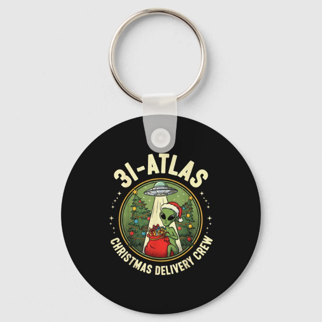 3i_atlas Christmas Delivery Crew Alien Santa Space Key Ring (Front)