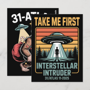 3I Atlas Glitch Style Sci Fi Retro Space Funny Postcard
