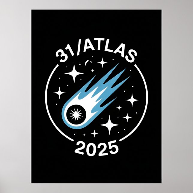 3I Atlas Glitch Style Sci Fi Retro Space Funny  Poster (Front)