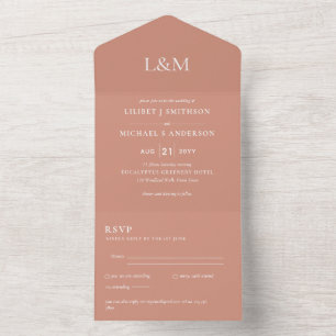 3in1 Muted Terracotta Clay Text Wedding Invite