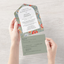 3in1 Olive Green Folk Art Floral PHOTO Floral