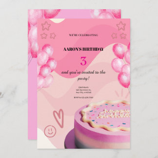3nd Birthday Invitation – Cute & Customisable Part