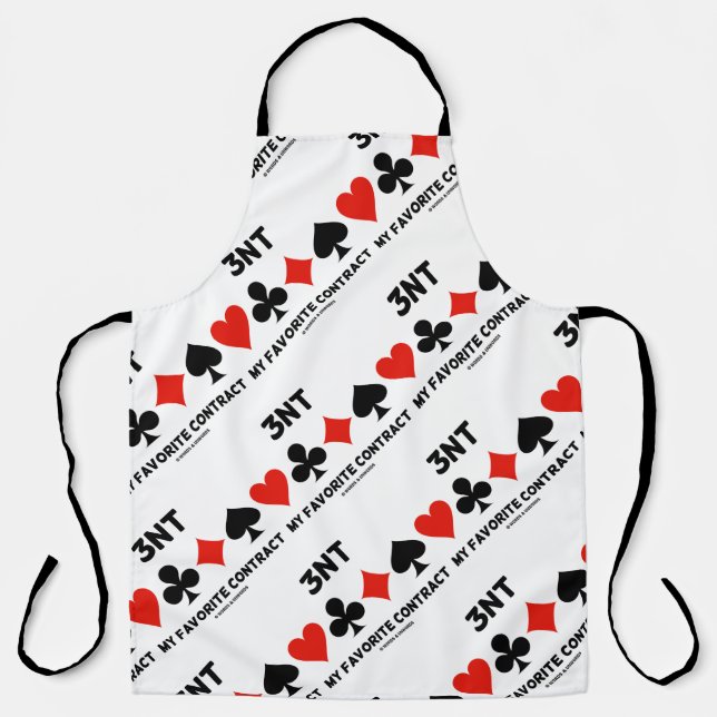 3NT My Favourite Contract Four Card Suits Bridge Apron (Front)