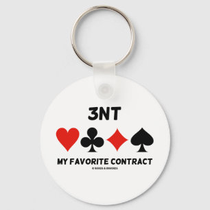 3NT My Favourite Contract (Four Card Suits Bridge) Key Ring