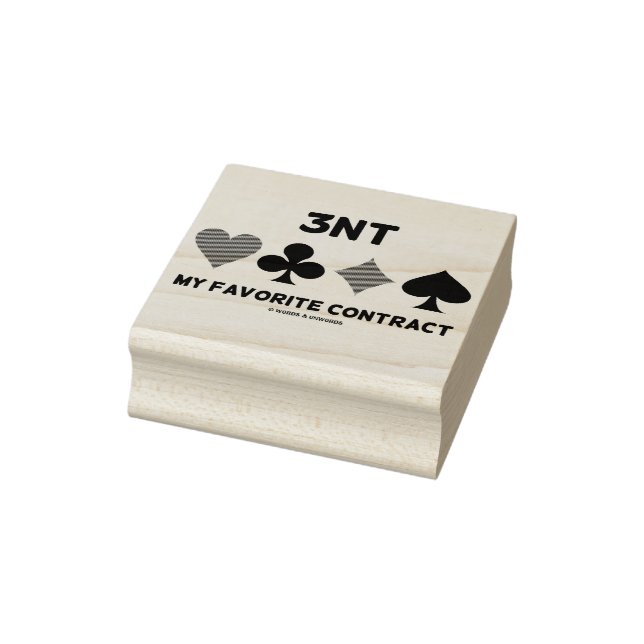 3NT My Favourite Contract Four Card Suits Bridge Rubber Stamp (Stamp)