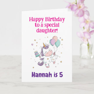 3rd, 4th, 5th, 6th Birthday Daughter, Unicorn,  Card