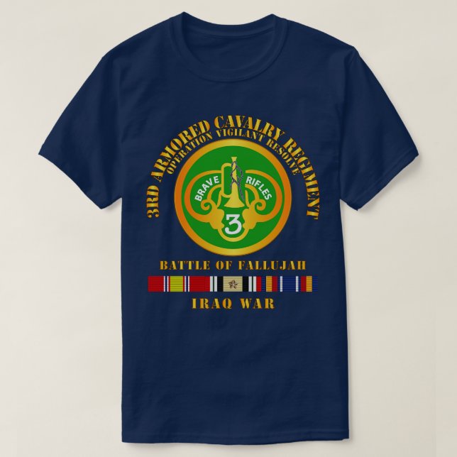 3rd ACR w Iraq Svc Fallujah V1 T-Shirt (Design Front)
