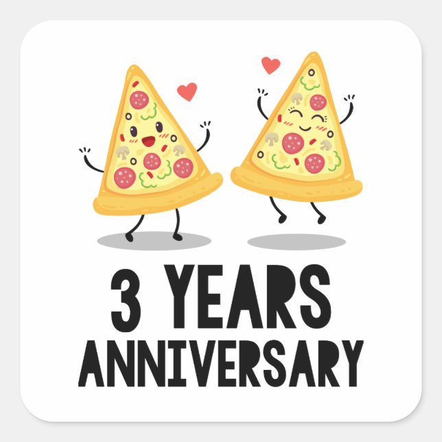 3rd Anniversary 3 Years Square Sticker (Front)